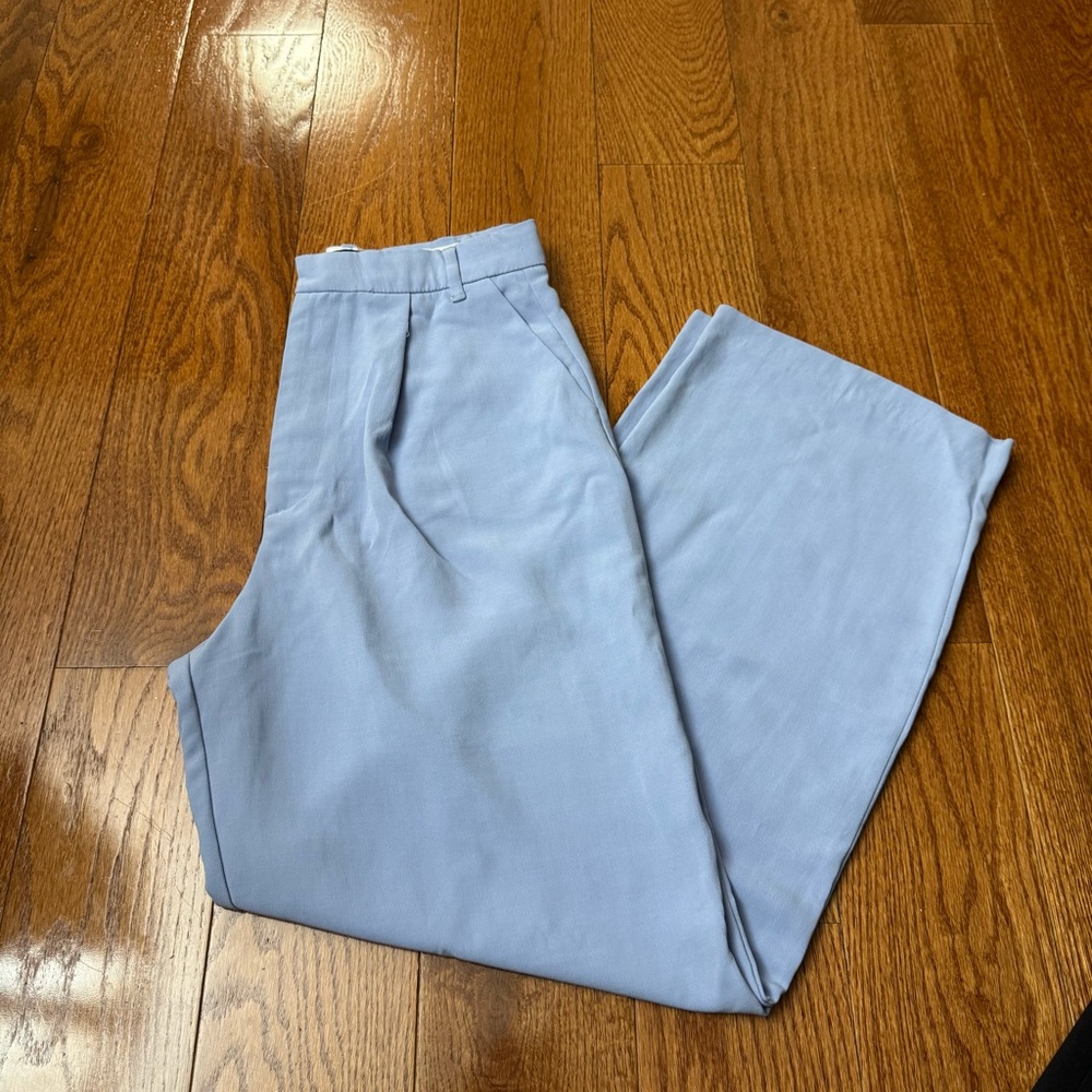 Zara light blue high-waisted wide leg pants